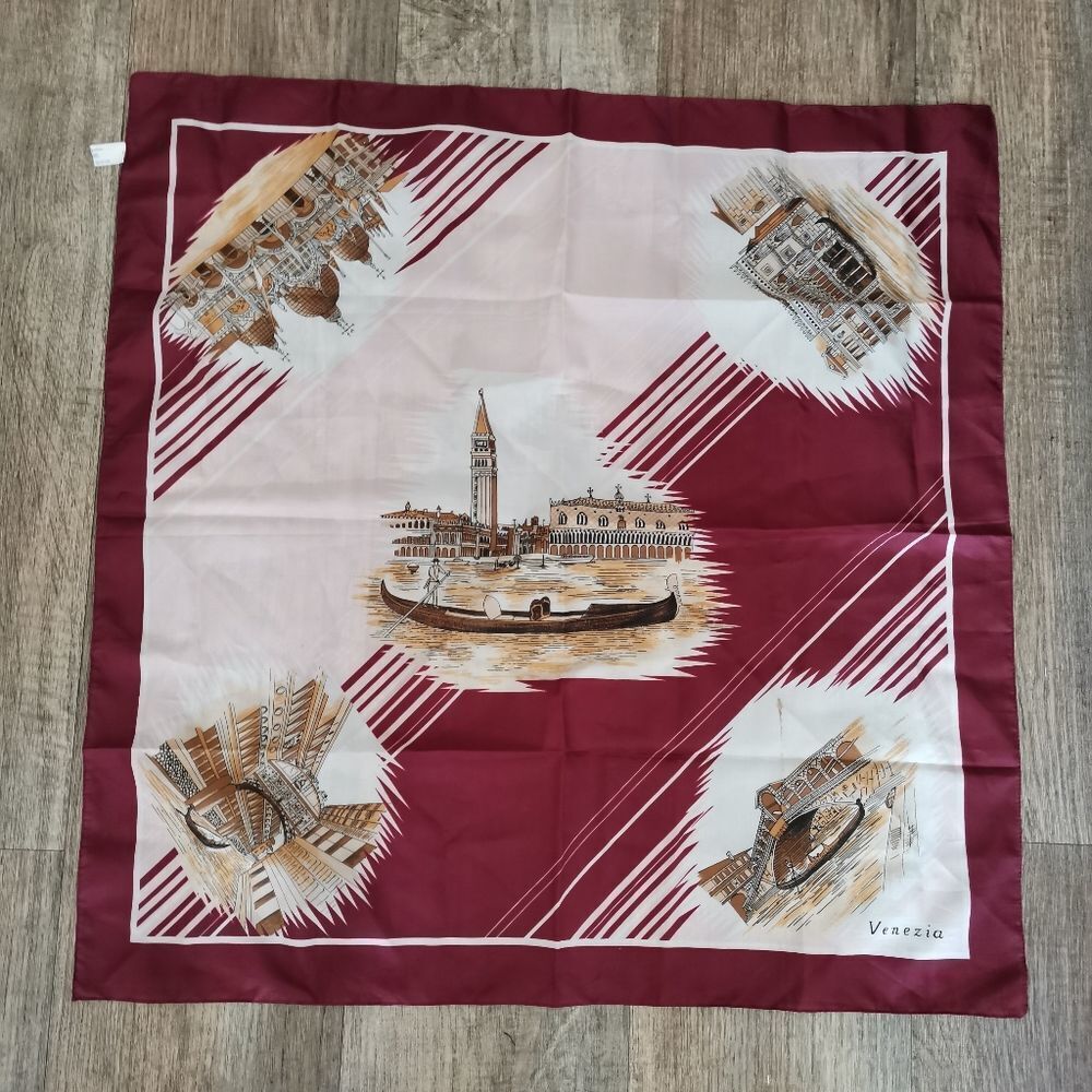 Vintage Venezia Italian Polyester Scarf.